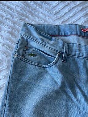Lacoste Light Blue Denim Jeans with Green Crocodile Patch